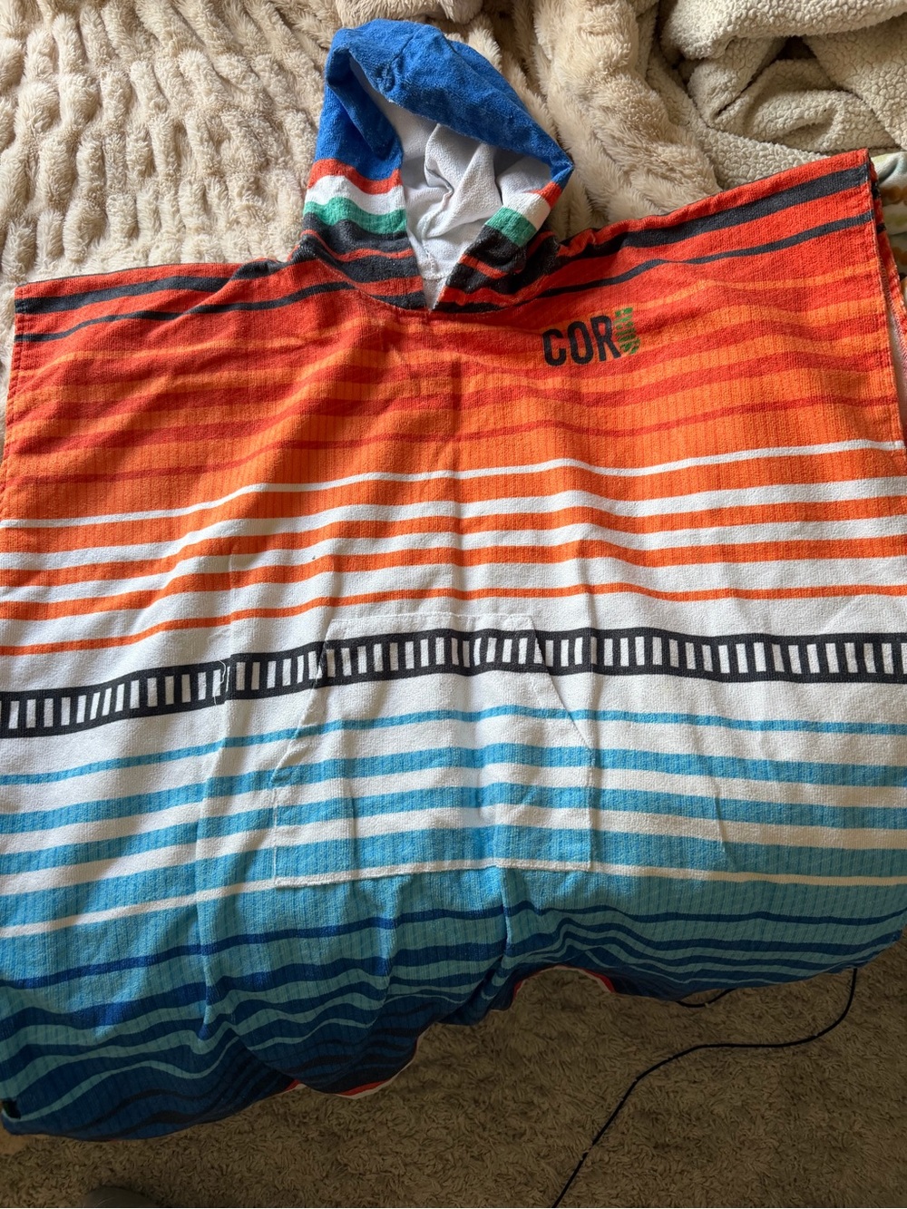 COR Surf Kids Hooded Swim Poncho - Multicolor Stripes